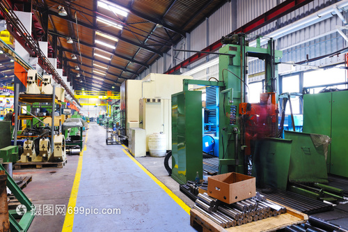 工业工厂钢铁机械零件现代室内大厅